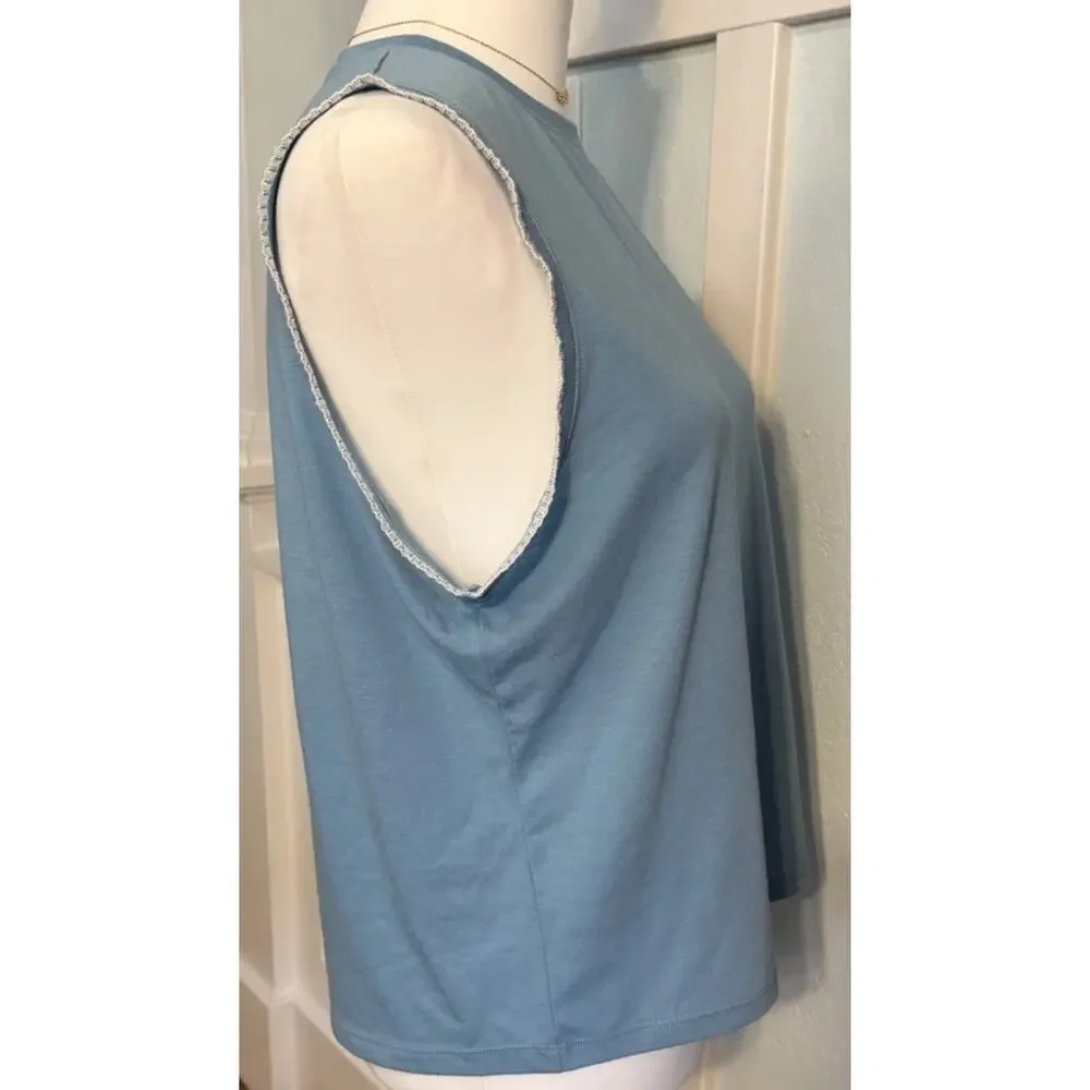 Nike Dri-FIT Women's Crochet-Trimmed Yoga Tank Top - Blue Large
